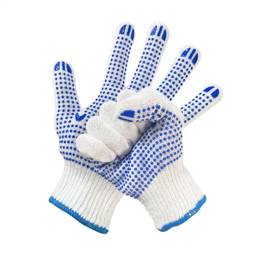 Chine vente en gros de PVC pointillé/points sécurité/travail/gant de travail industriel/construction/travail gants tricotés en coton Guantes